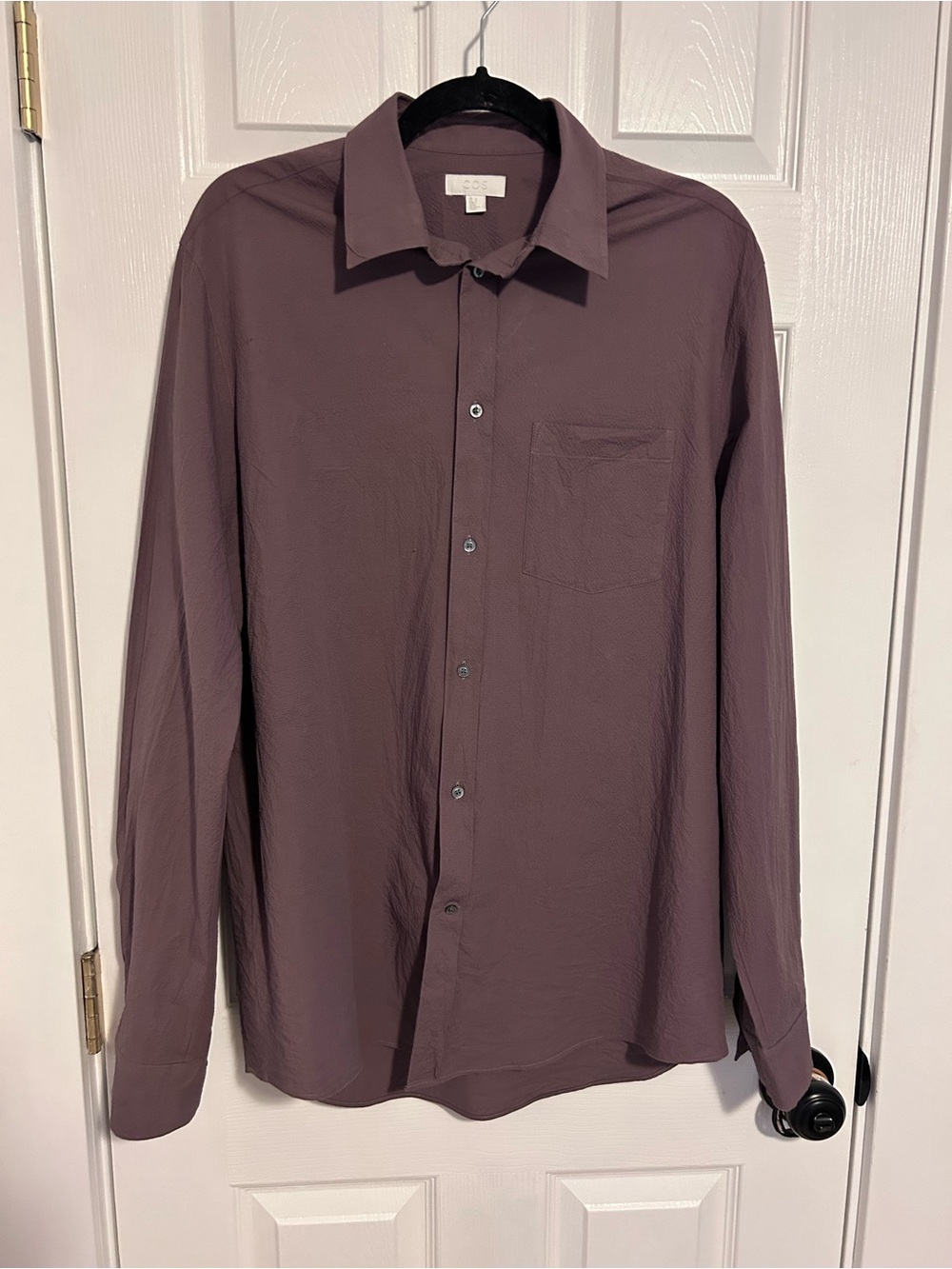COS Men's Button-Down Textured Shirt in Dusty Plum